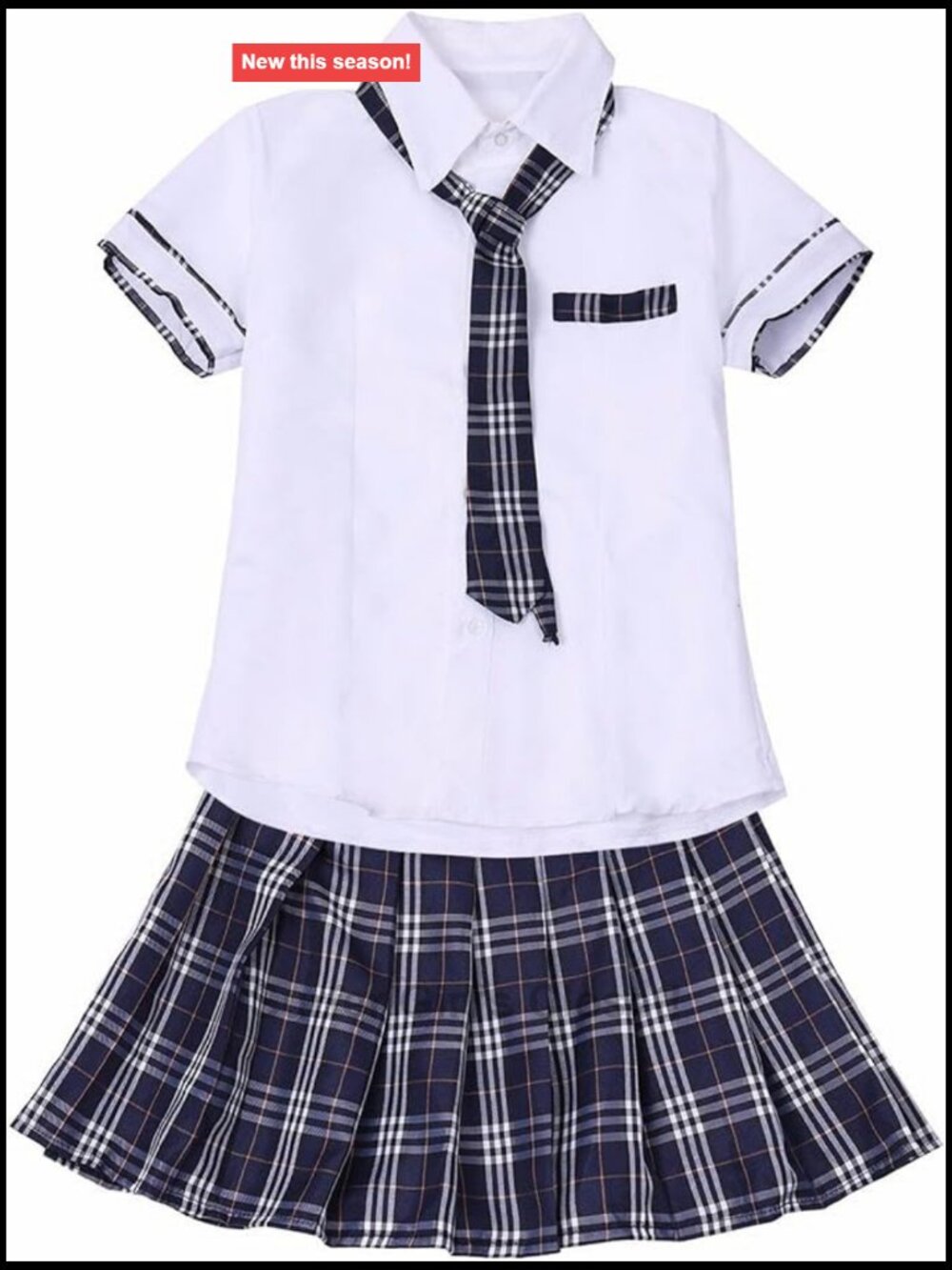 Women Plaid Skirt Suit Set with Necktie